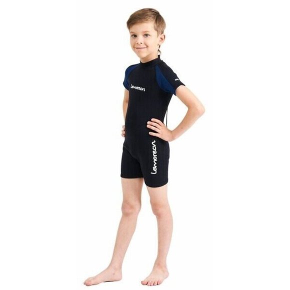 Lemorecn Wetsuit Youth Premium Neoprene 2mm Swim Suit Shorty (US 8) - Picture 3 of 10